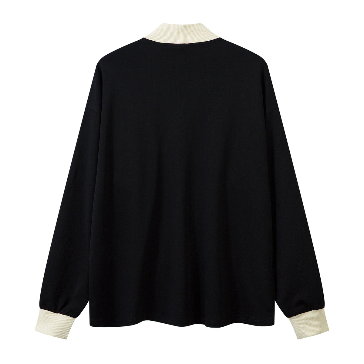 Half Zipper High-Neck Stripe Letter Print Long Sleeve T-Shirt WN26871