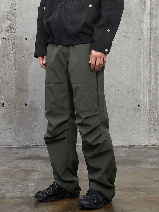 Nylon Ruched-Knee Multi-Pocket Straight Cargo Pants WN12276