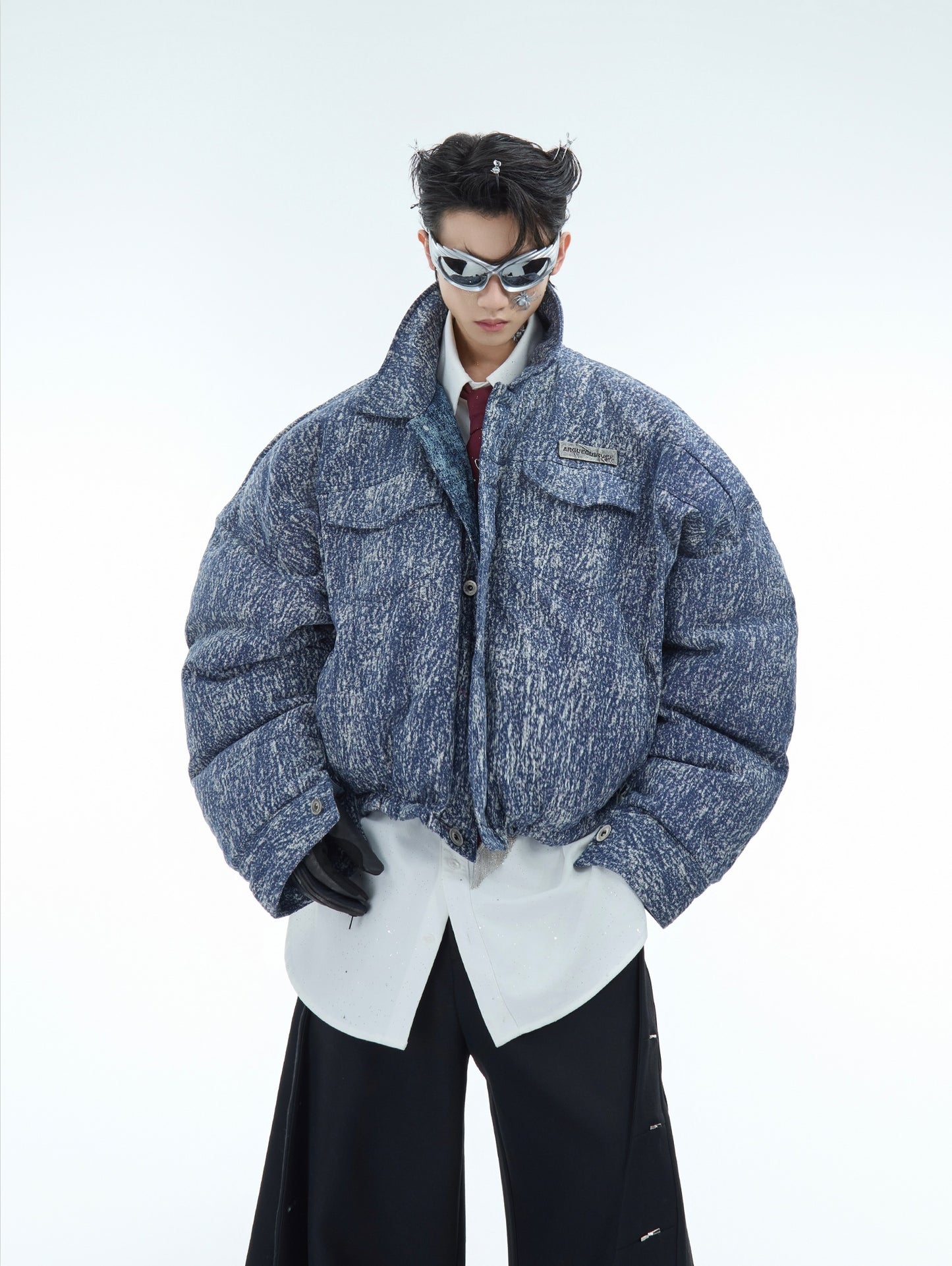 Washed Denim Short Puffer Jacket WN10880