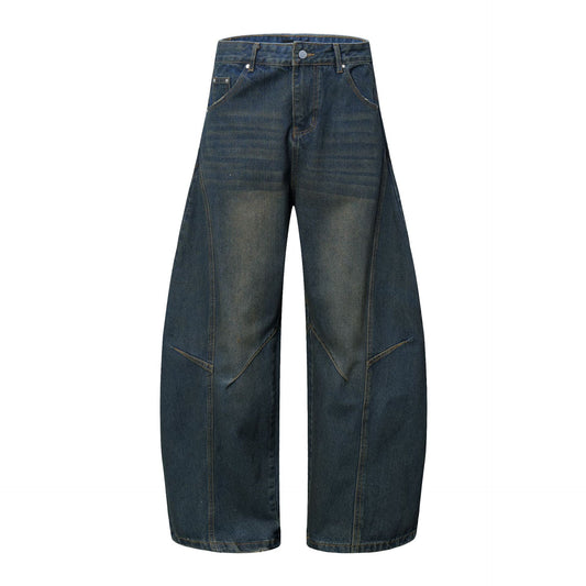 YKK Zipper Washed Panel Denim Jeans WN12837