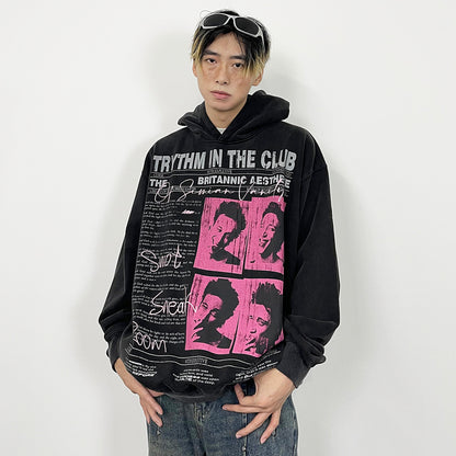 Letter Photo Print Oversize Hoodie WN24290
