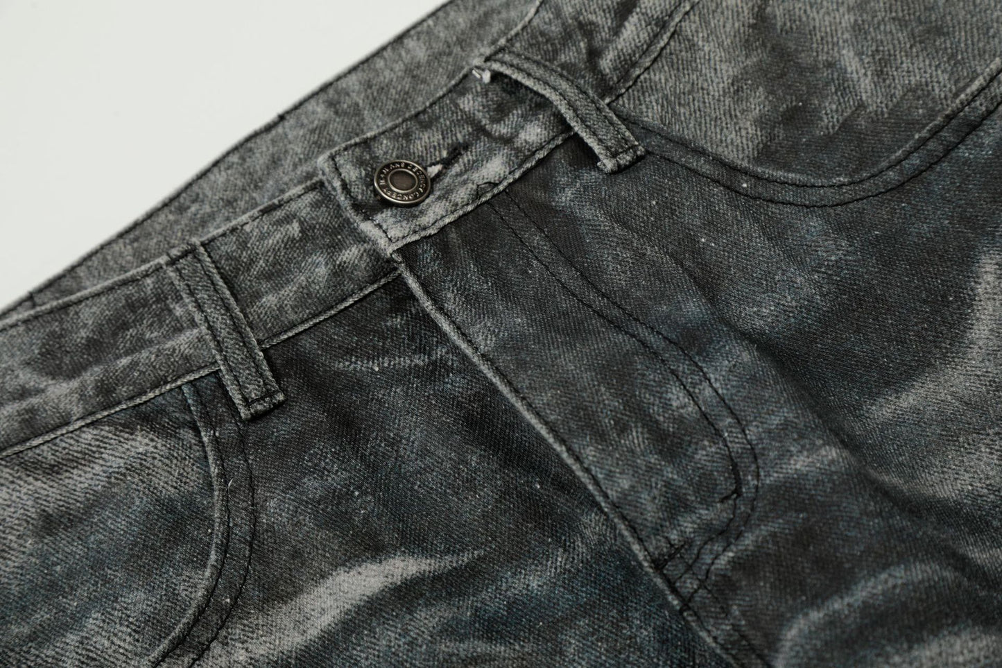 Washed Whisker Straight Denim Jeans WN26074