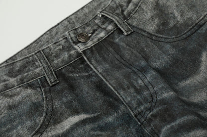 Washed Whisker Straight Denim Jeans WN26074
