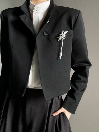 Shoulder Line Cropped Tailored Jacket WN19626