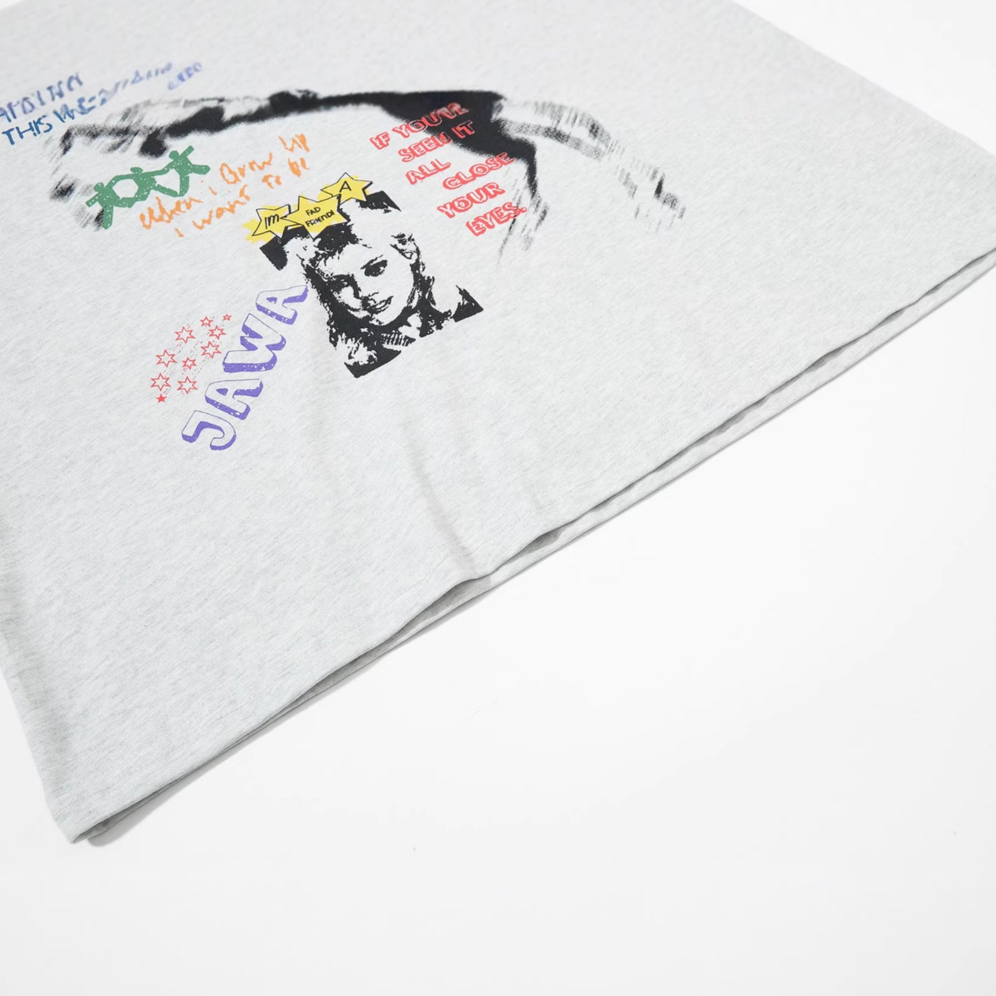 Illustration Letter Print Short Sleeve T-Shirt WN25402