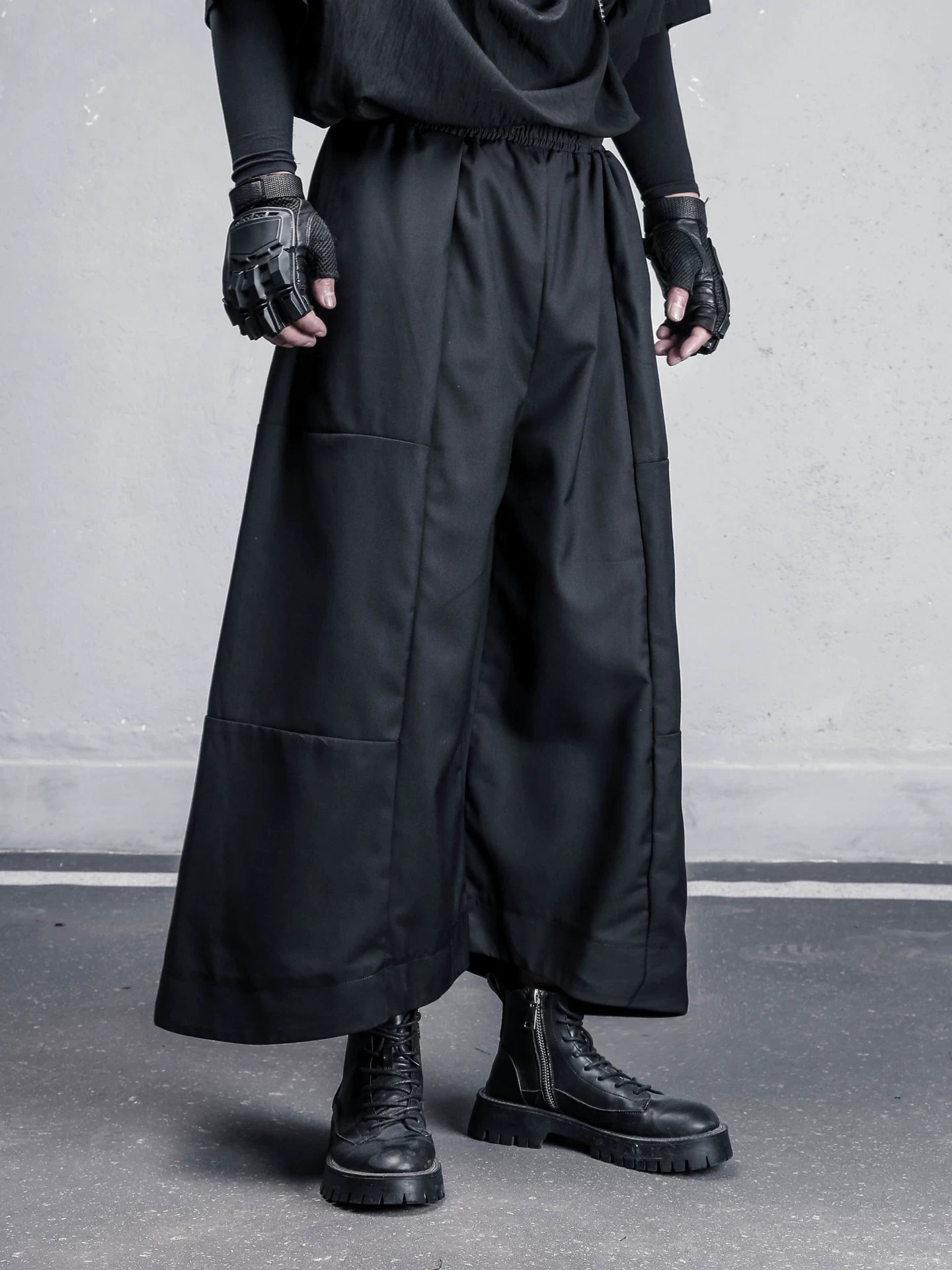 Curved Hem A-Line Wide Leg Pants WN22538