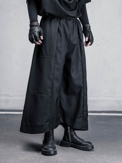 Curved Hem A-Line Wide Leg Pants WN22538