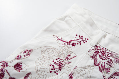 Floral Print Wide Leg Denim Jeans WN28004