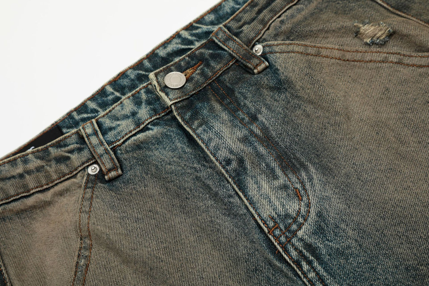 Washed Deconstruction Barrel Denim Jeans WN26067