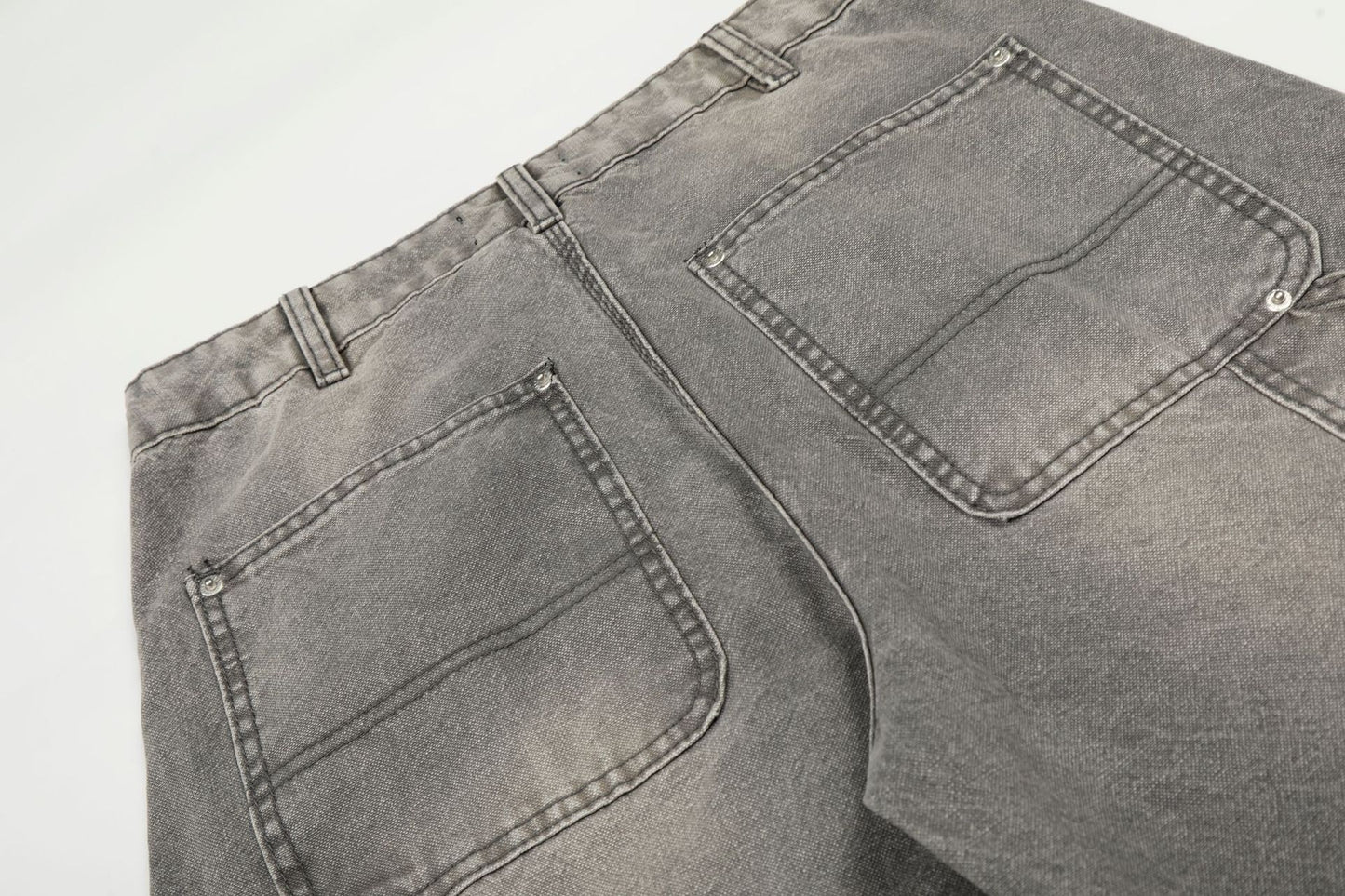 Dirty Washed Damage Panel Wide Leg Denim Jeans WN25917