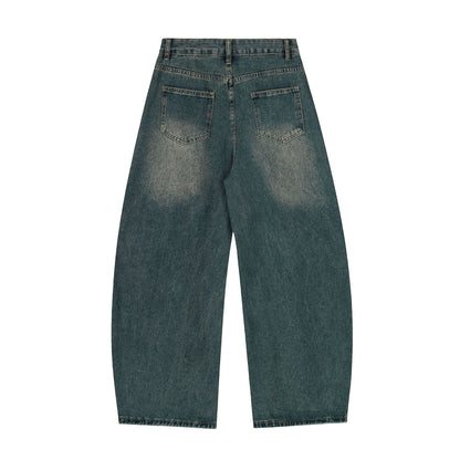Washed Embroidery Wide Leg Denim Jeans WN25406
