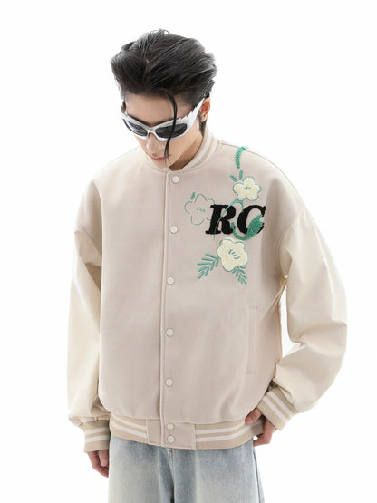 Flocked Embroidery Baseball Jacket WN10406