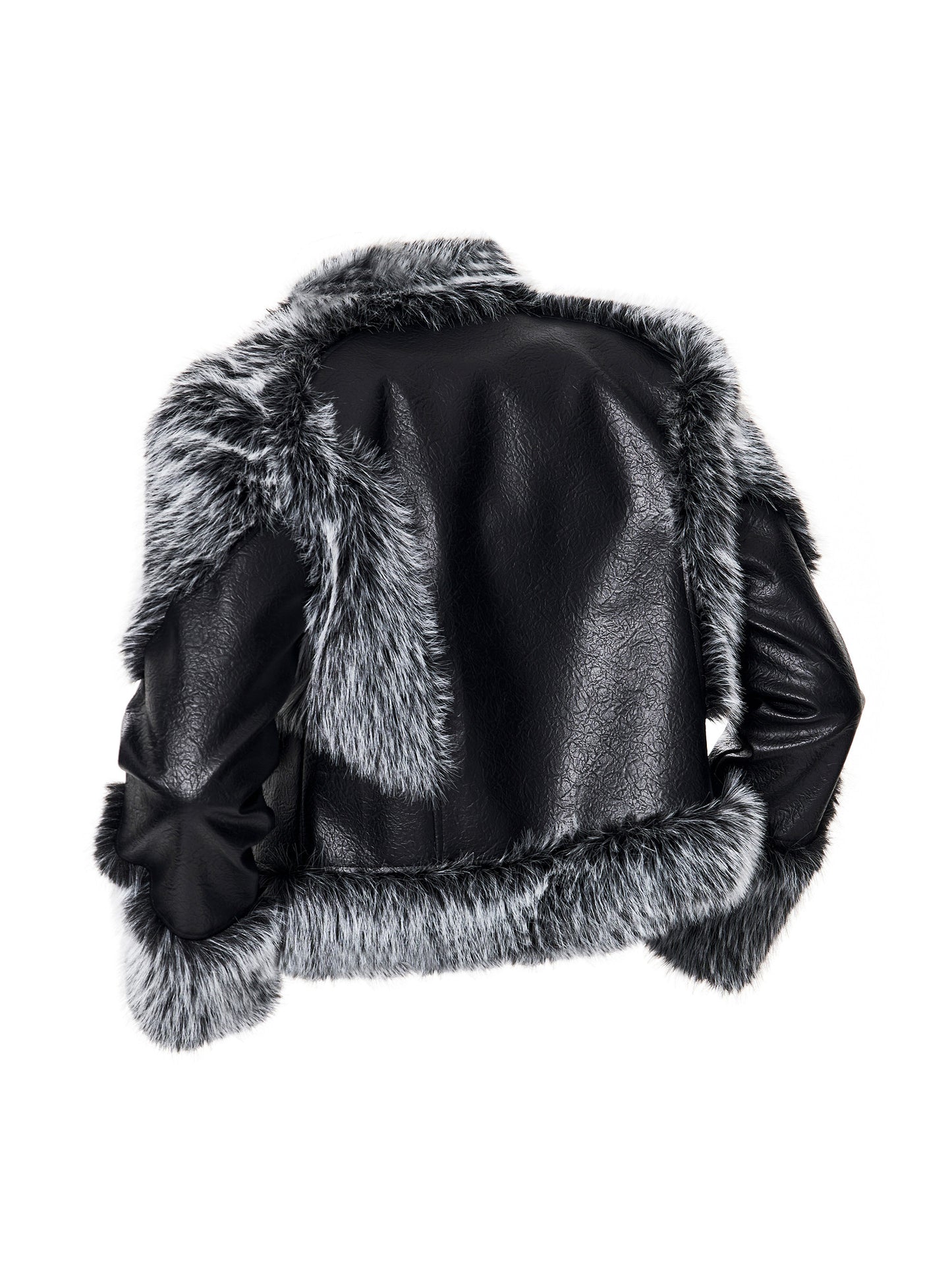Fake Fur Patchwork Leather Padded Jacket WN23262