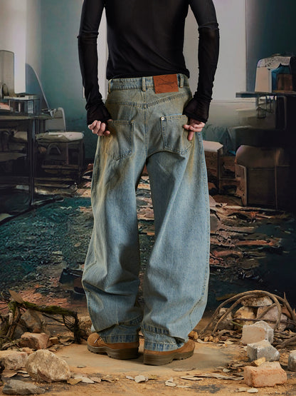 Dye Wide Leg Scimitar Denim Jeans WN20563