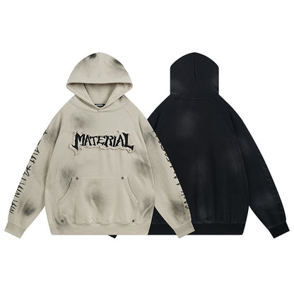 Heavyweight Washed Patch Embroidery Pullover Hoodie WN25660