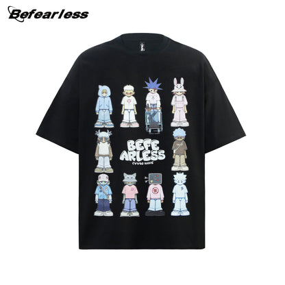 Character Graphic Letter Print Short Sleeve T-Shirt WN26200