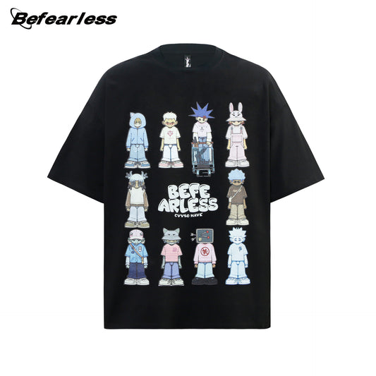 Character Graphic Letter Print Short Sleeve T-Shirt WN26200