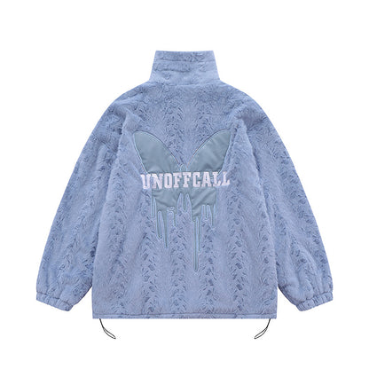 Butterfly Embroidery Fleece Oversize Jacket WN11135