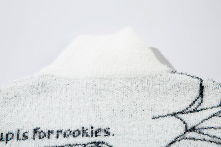 Butterfly Cross Design Oversize Zipper Knit Cardigan WN11170