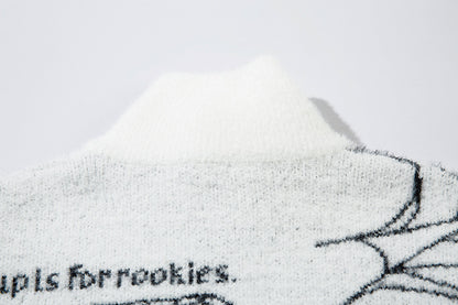 Butterfly Cross Design Oversize Zipper Knit Cardigan WN11170