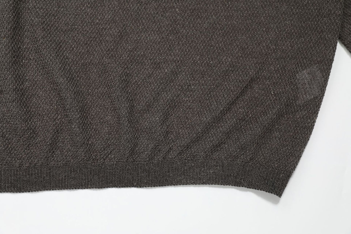 Openwork Linen Henley Neck Knit Sweater WN25712