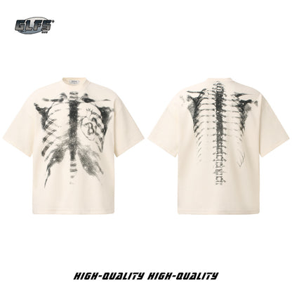 Heavyweight Waffle Washed X-Ray Skeleton Print Short Sleeve T-Shirt WN26542