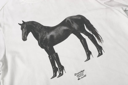 Leopard Horse Print Fake Layered Long Sleeve T-Shirt WN25784