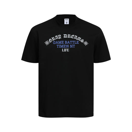 Gothic Letter Print Short Sleeve T-Shirt WN25962