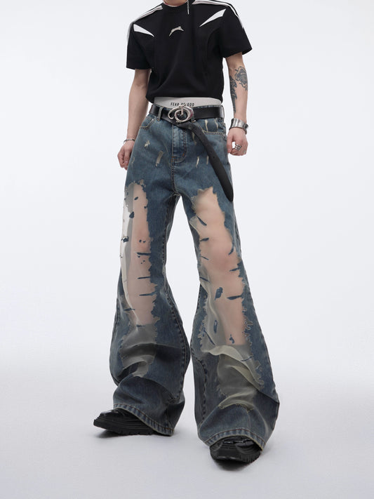 Damage Sheer Flare Denim Jeans WN5622
