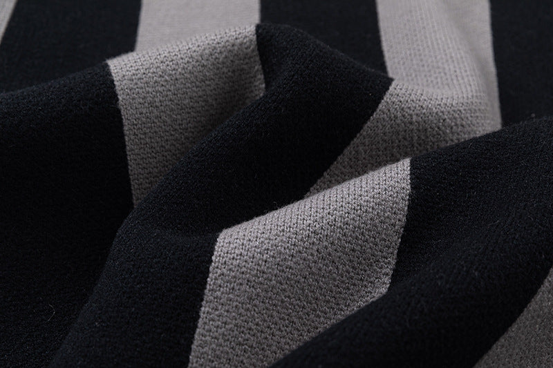 Colorblock Striped Collared Oversize Knit Sweater WN11452