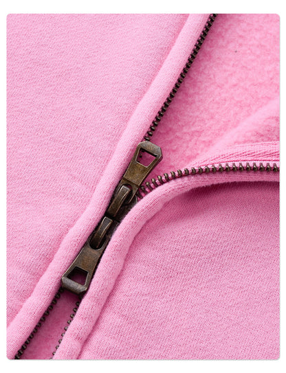 Fleece Lining Zip-Up Wax Dye Zipper Hoodie & Wide Leg Pants Sweatpants WN23112