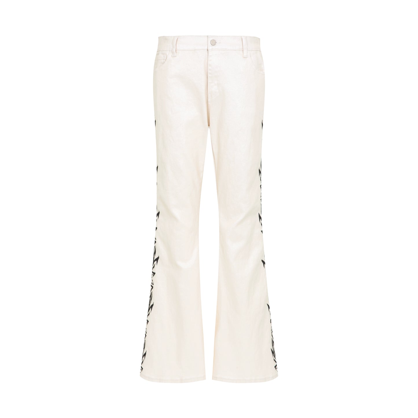 Waxed Embroidery Flare Stacked Denim Jeans WN21006