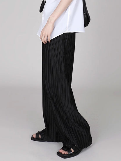 Pleats Wide-Leg Straight Pants WN6809