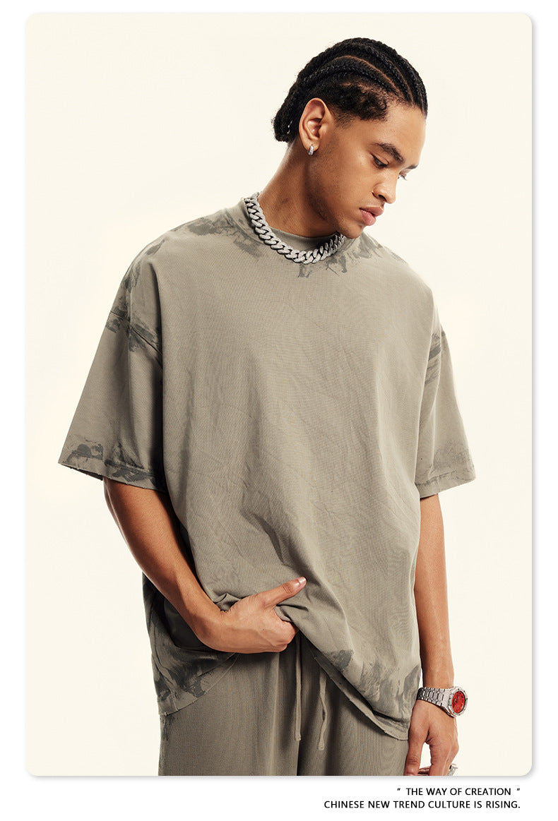Washed Damage Oversize Heavyweight Short Sleeve T-Shirt WN6072