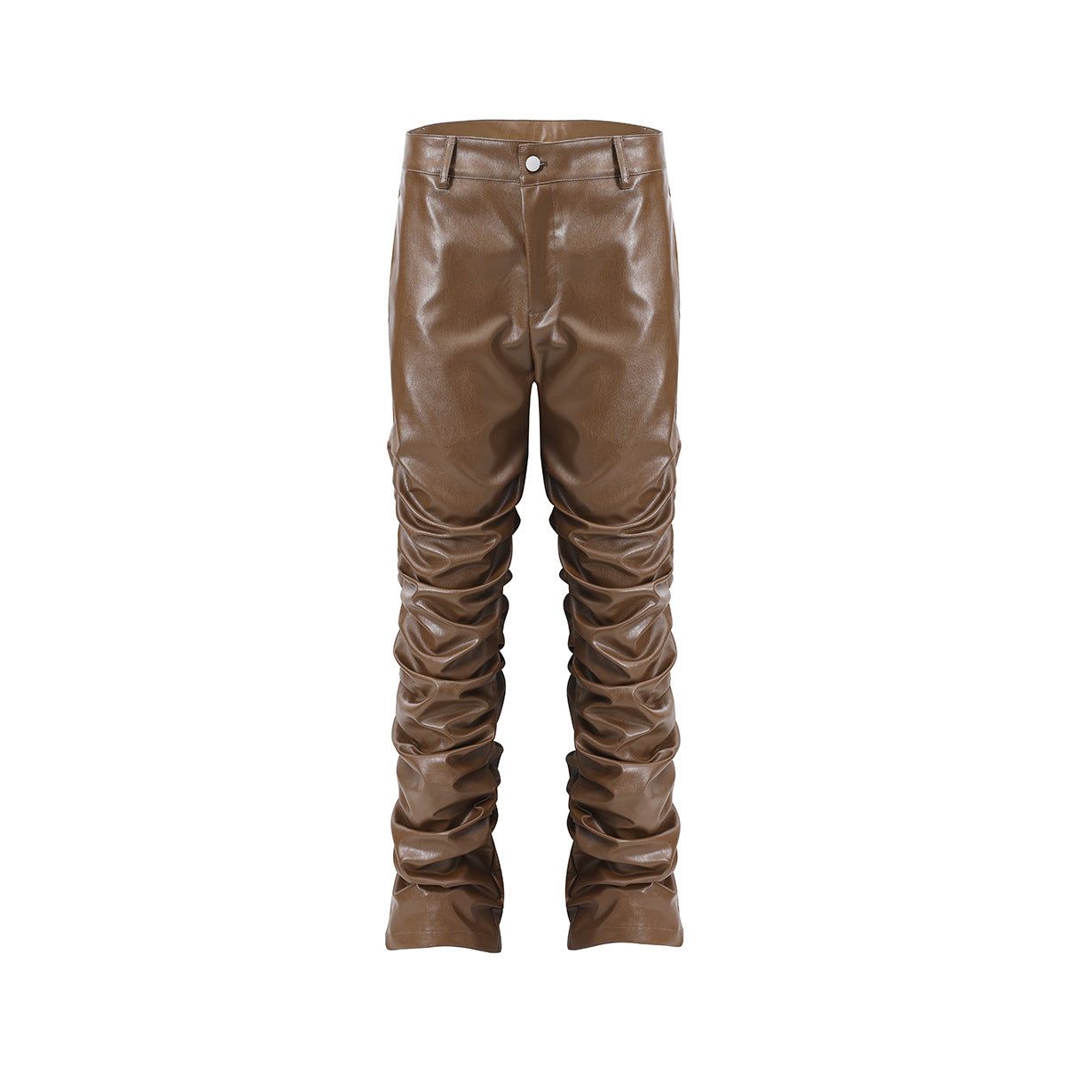 PU Leather Pleats Straight Pants WN25754