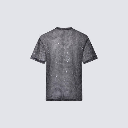 Glitter Sheer Mesh Short Sleeve T-Shirt WN27882