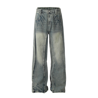 Wash Heavyweight Wide Leg Straight Denim Jeans WN8172