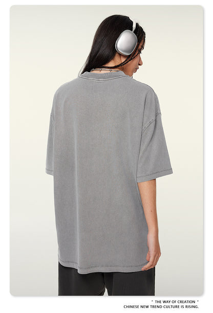 Washed Oversize Short-sleeve T-shirt WN6457