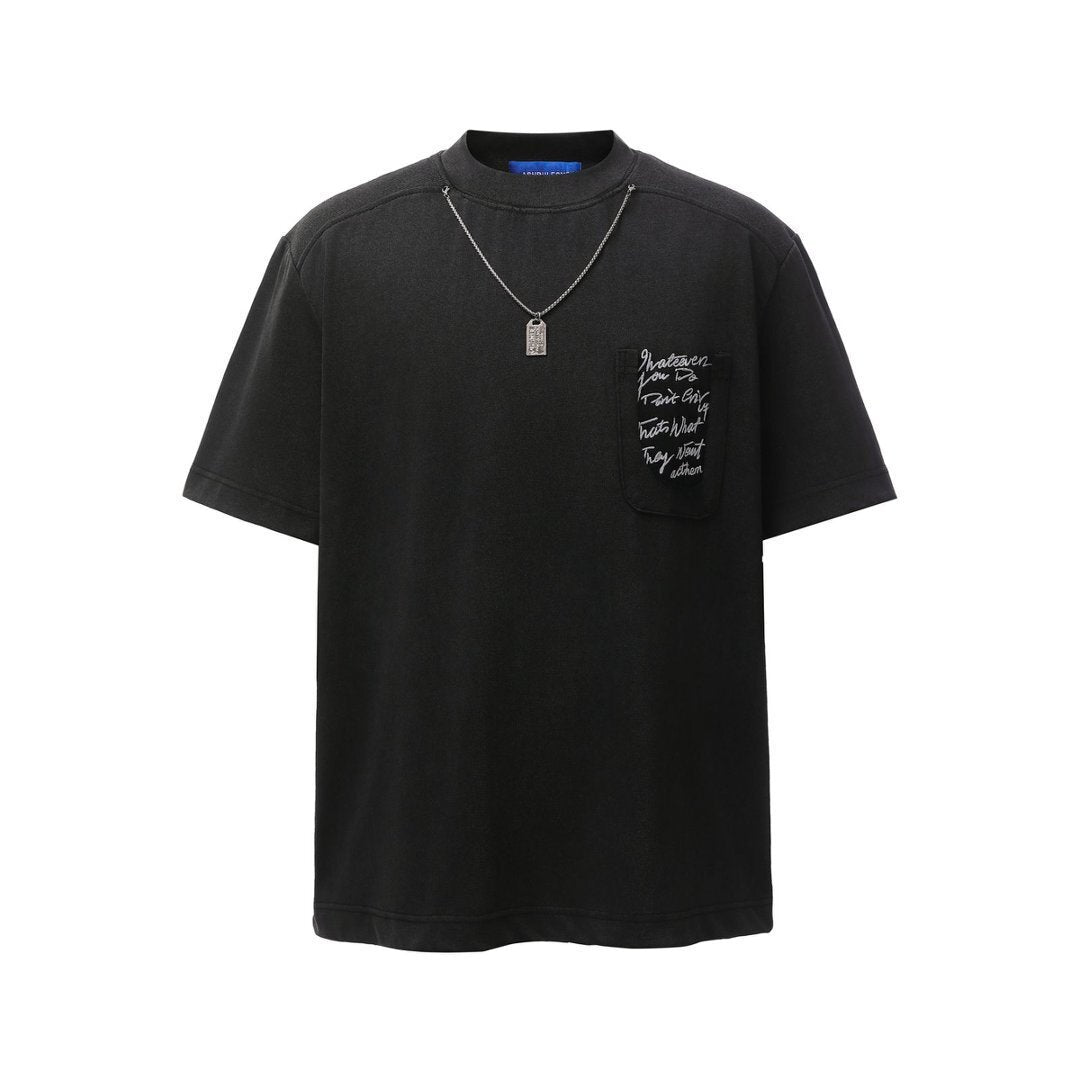 Necklece Design Heavyweight Washed Oversize Short Sleeve T-Shirt WN25730