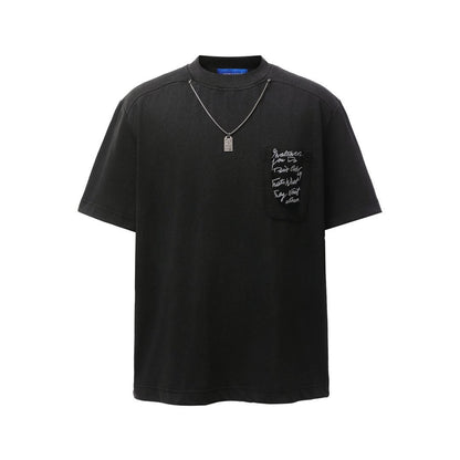 Necklece Design Heavyweight Washed Oversize Short Sleeve T-Shirt WN25730