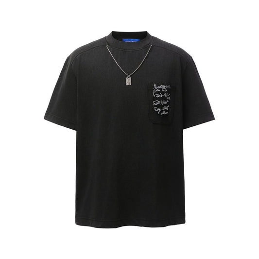 Necklece Design Heavyweight Washed Oversize Short Sleeve T-Shirt WN25730
