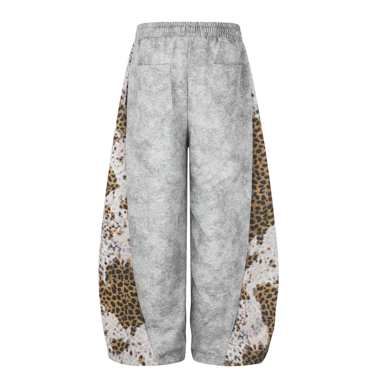 Leopard Print Curved Studs Wide Leg Sweatpants WN25700