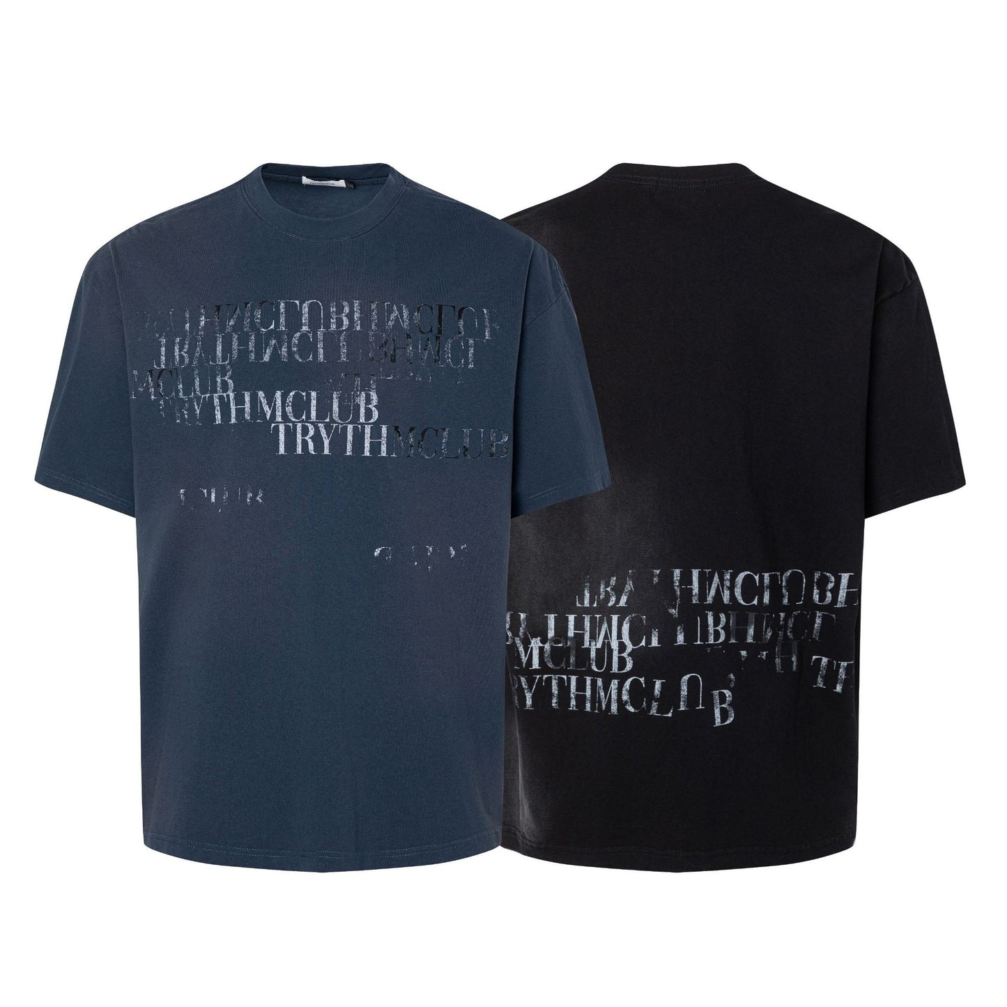 Dirty Washed Letter Print Oversize Short Sleeve T-Shirt WN26107