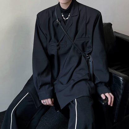 Chinese Style Asymmetrical Slant Opening Long Sleeve Shirt WN19333