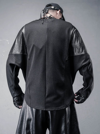 Structural Texture Batwing Long Sleeve T-Shirt WN22459