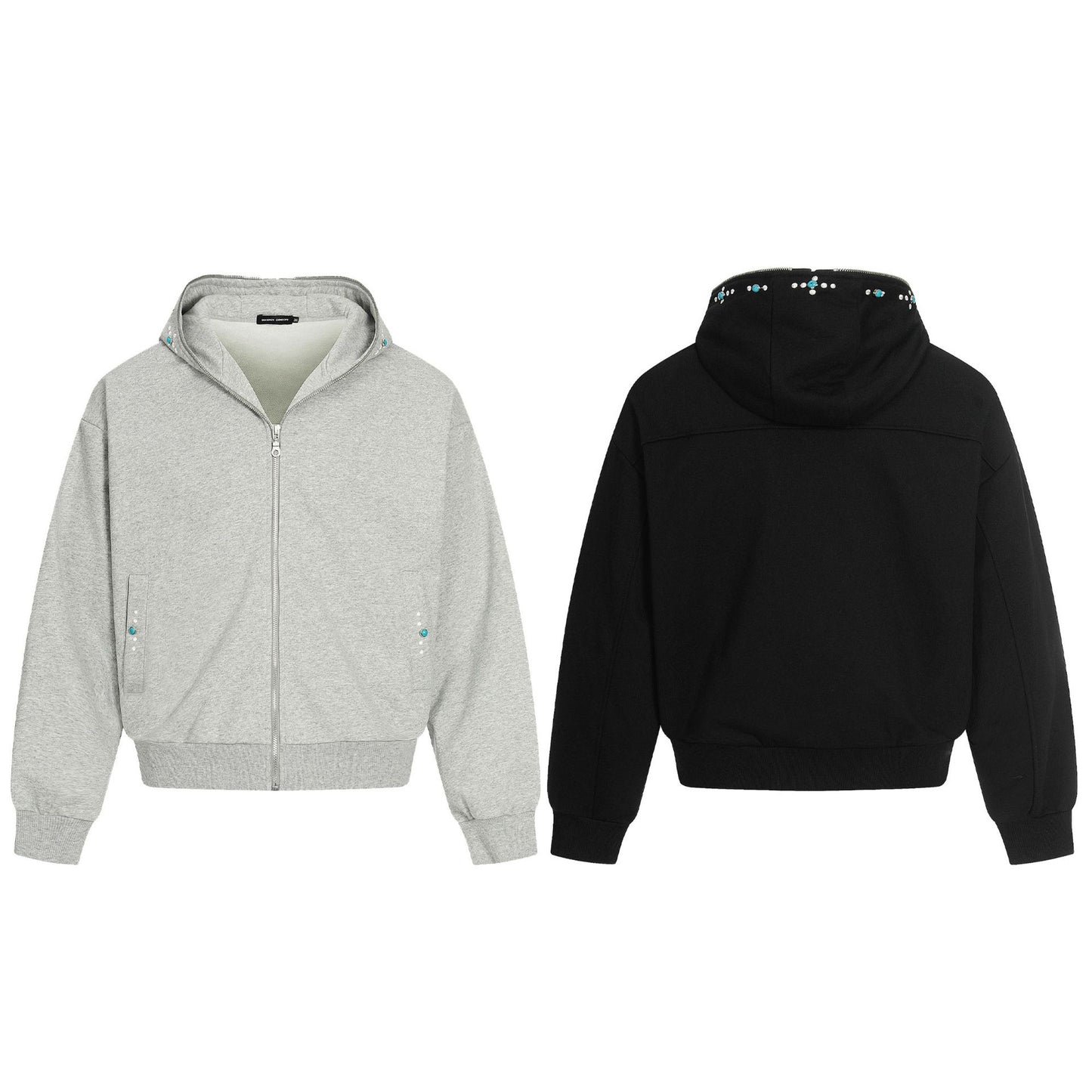 Turquoise Stone Zipper Hoodie WN25932