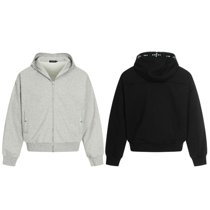 Turquoise Stone Zipper Hoodie WN25932