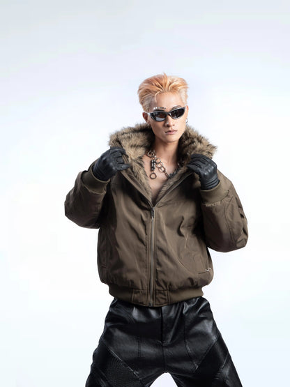 Fleece Lining Stand Neck Puffer Jacket WN20631