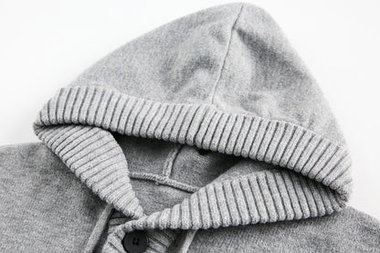 Letter Embroidery Hooded Knit Cardigan WN28125