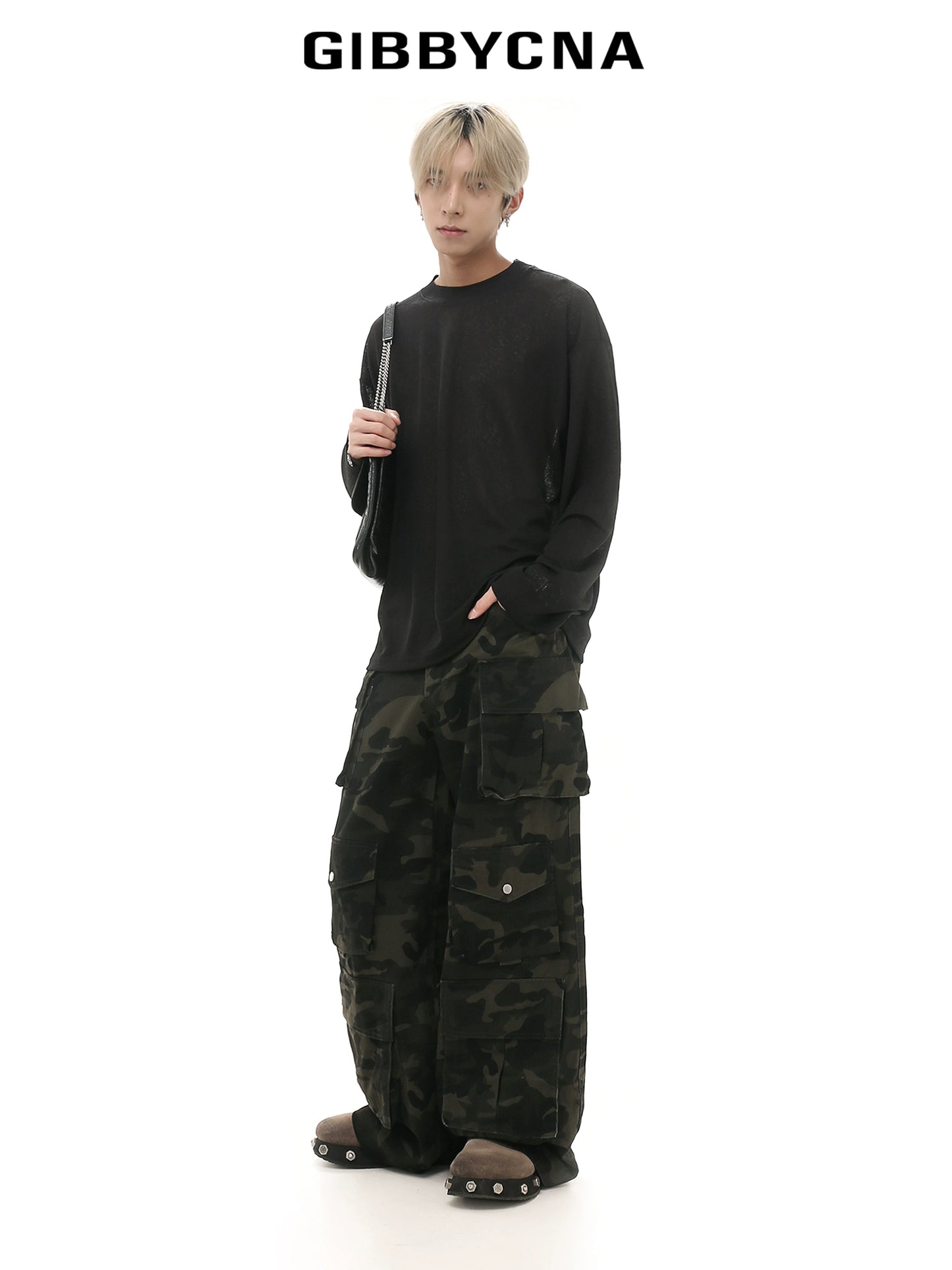 Wide-Leg Straight Multi Pocket Camouflage Cargo Pants WN7975